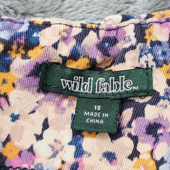 Wild Fable Skirt Womens 18 Pink Purple Blue Floral Mini Side Leg Slit Back Zip - Picture 3 of 7